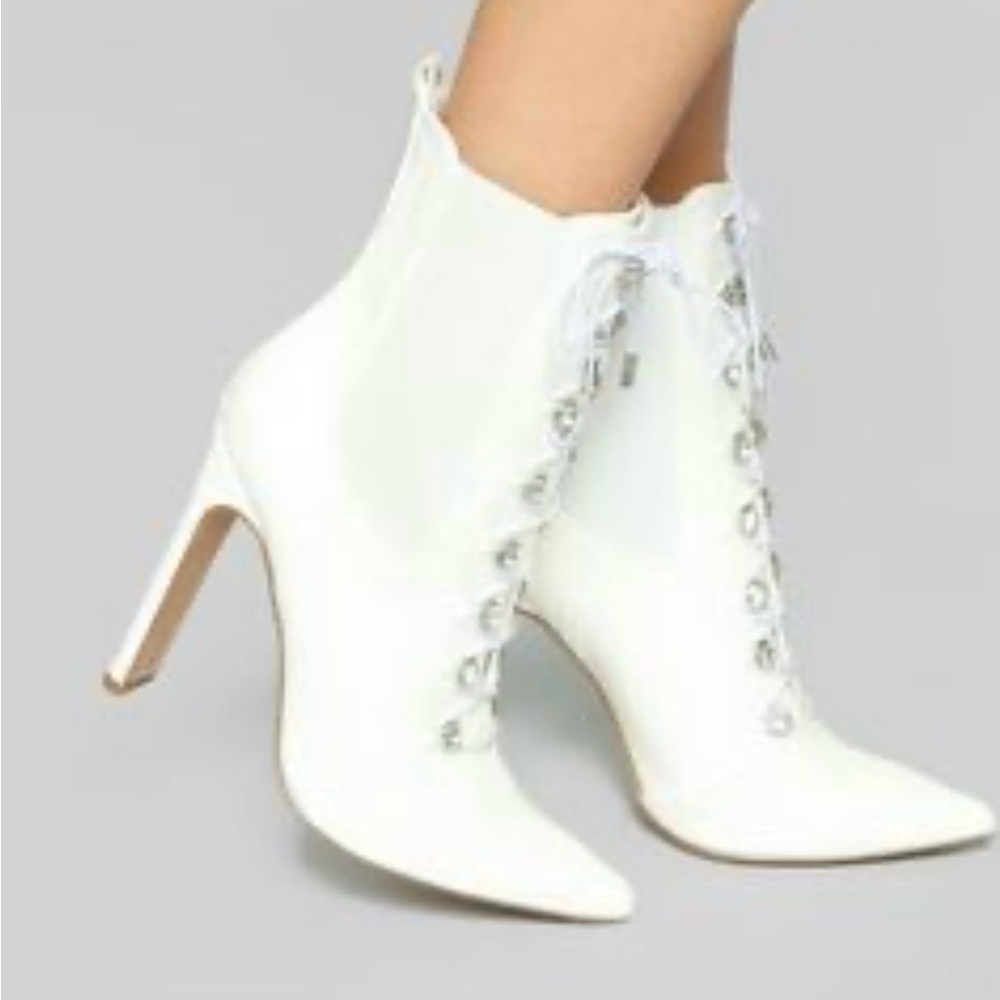 Fashion nova white booties
